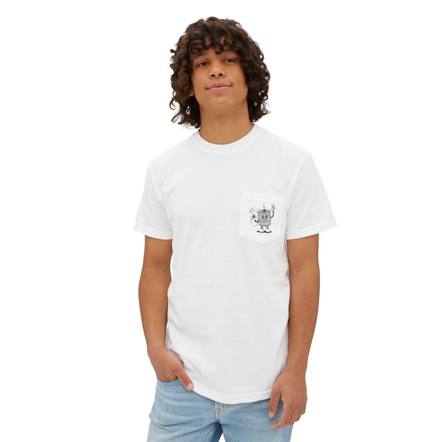Keggie Garment-Dyed Laser Wolf Pocket T-Shirt