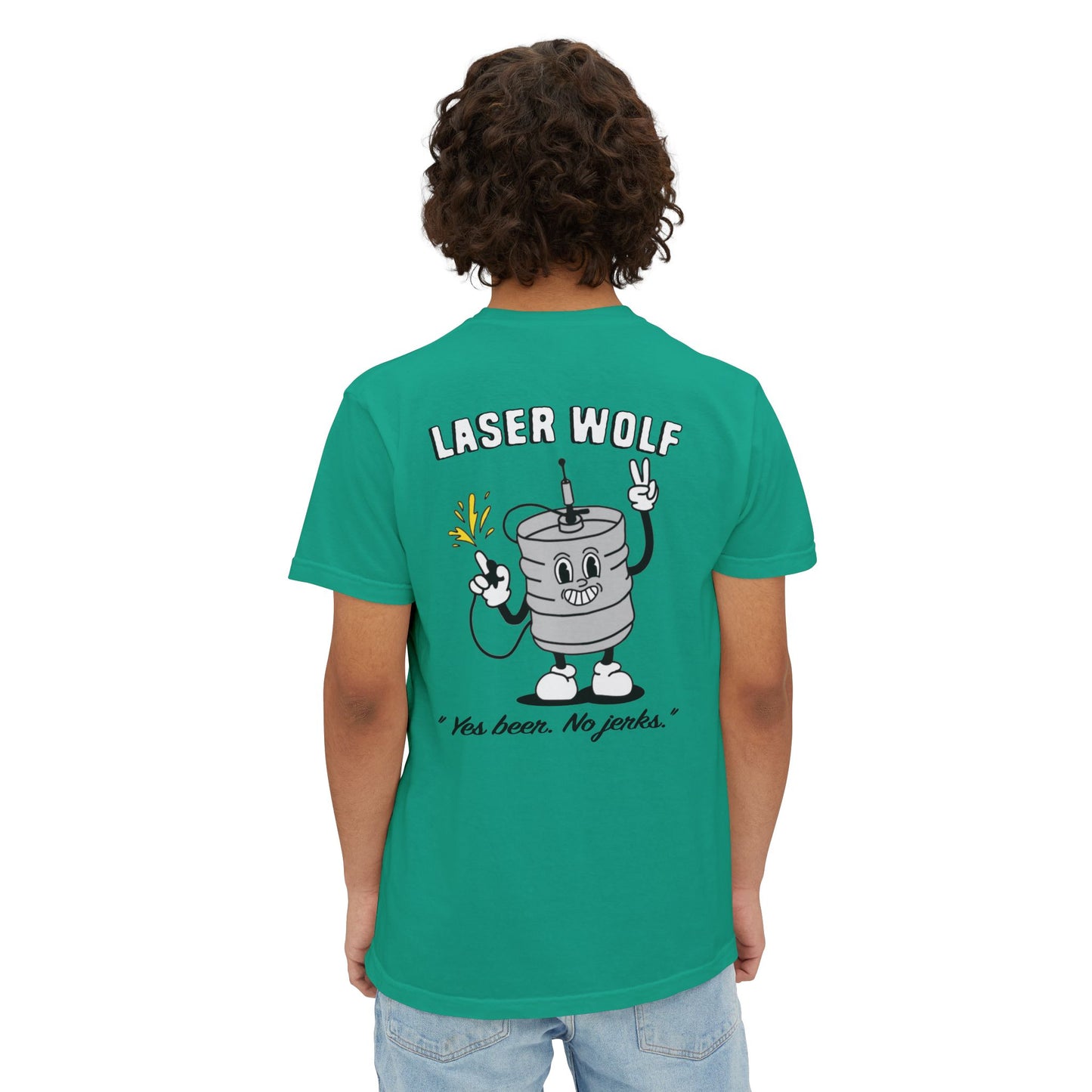 Keggie Garment-Dyed Laser Wolf Pocket T-Shirt