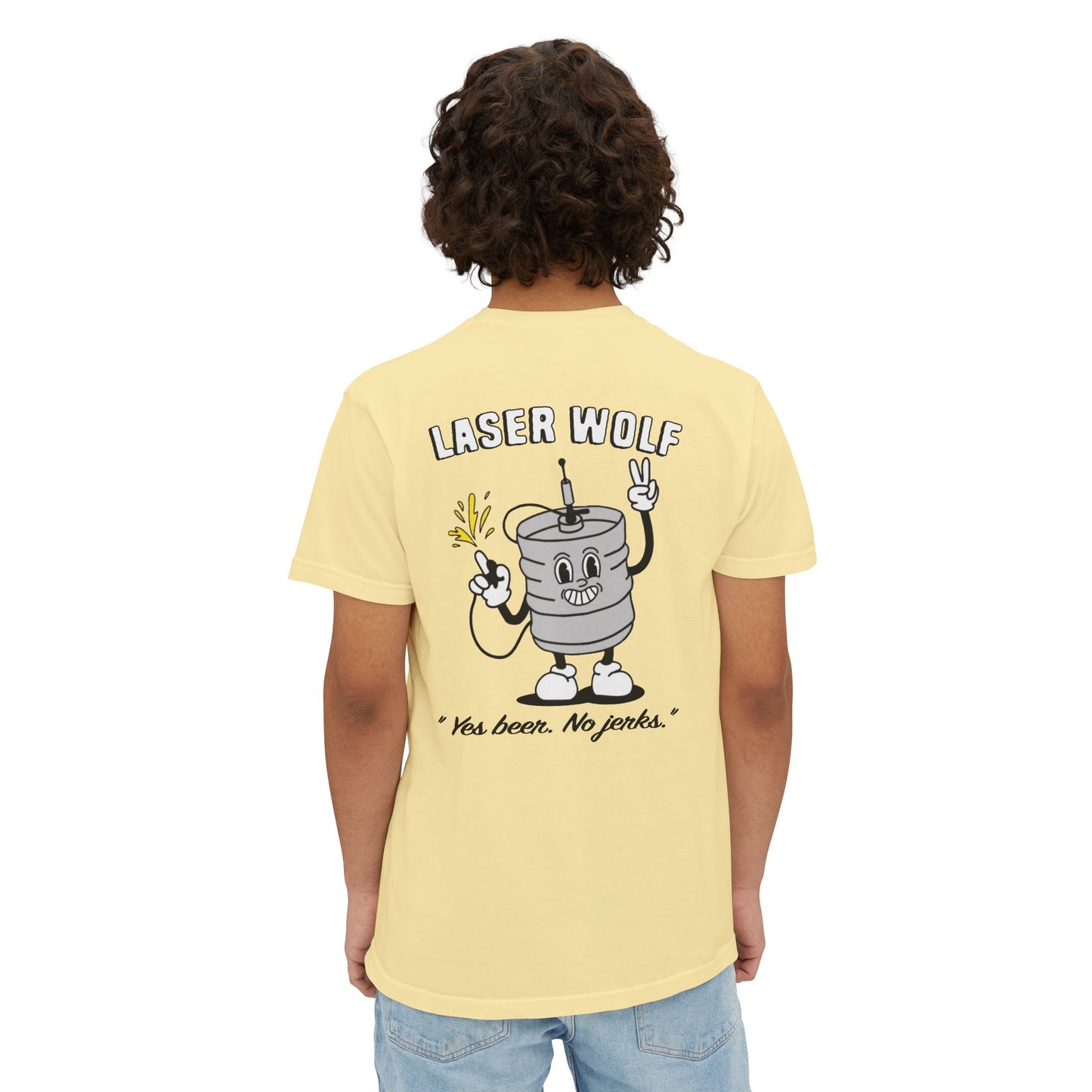 Keggie Garment-Dyed Laser Wolf Pocket T-Shirt