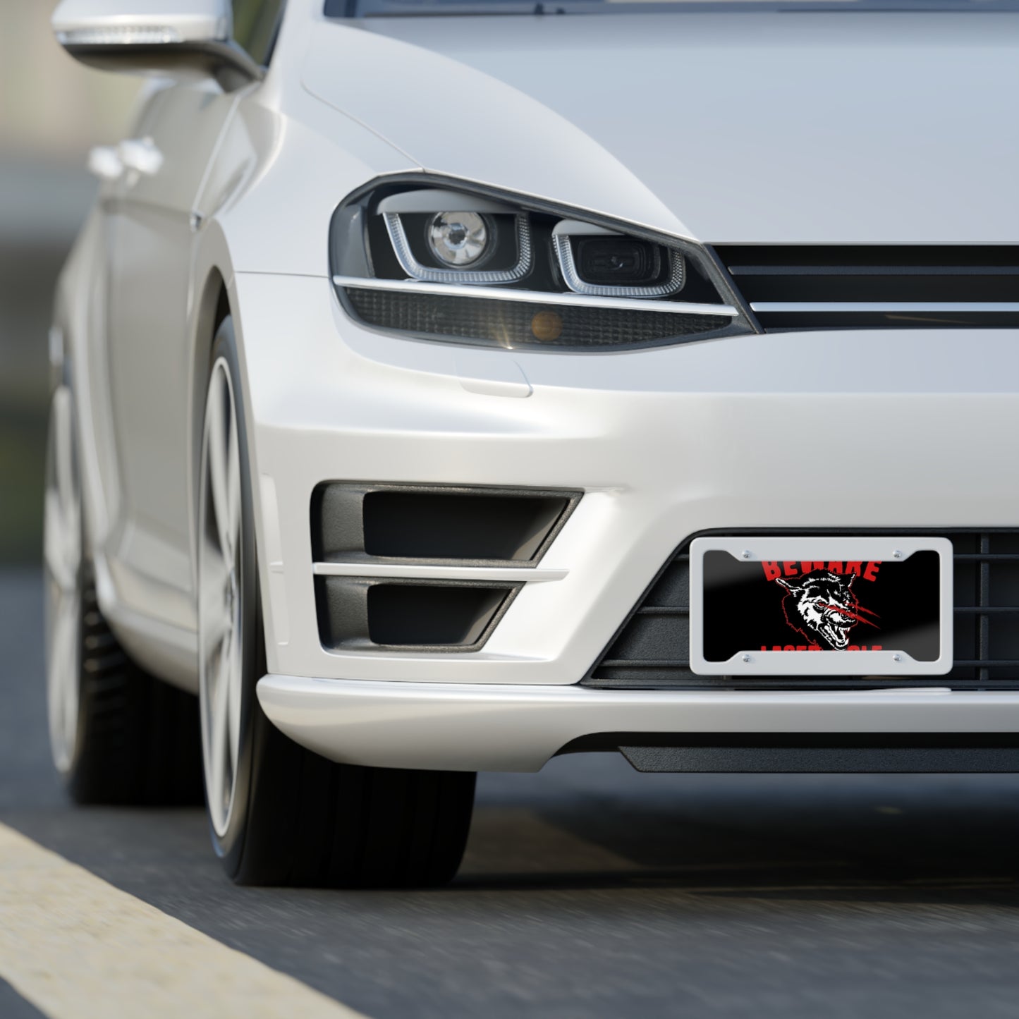 Beware Laser Wolf License Plate