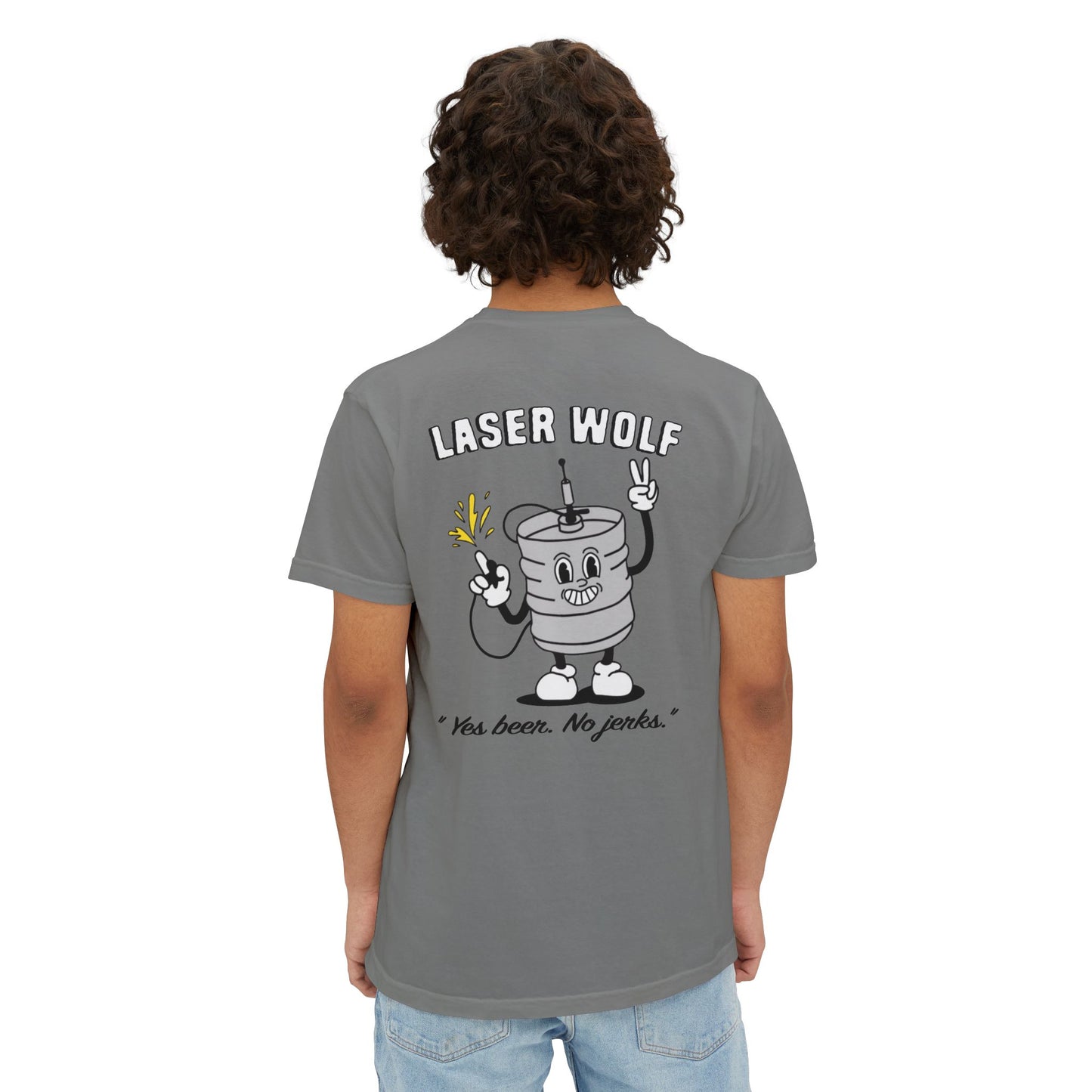 Keggie Garment-Dyed Laser Wolf Pocket T-Shirt