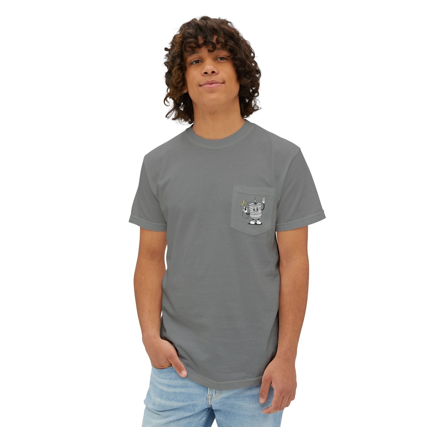 Keggie Garment-Dyed Laser Wolf Pocket T-Shirt