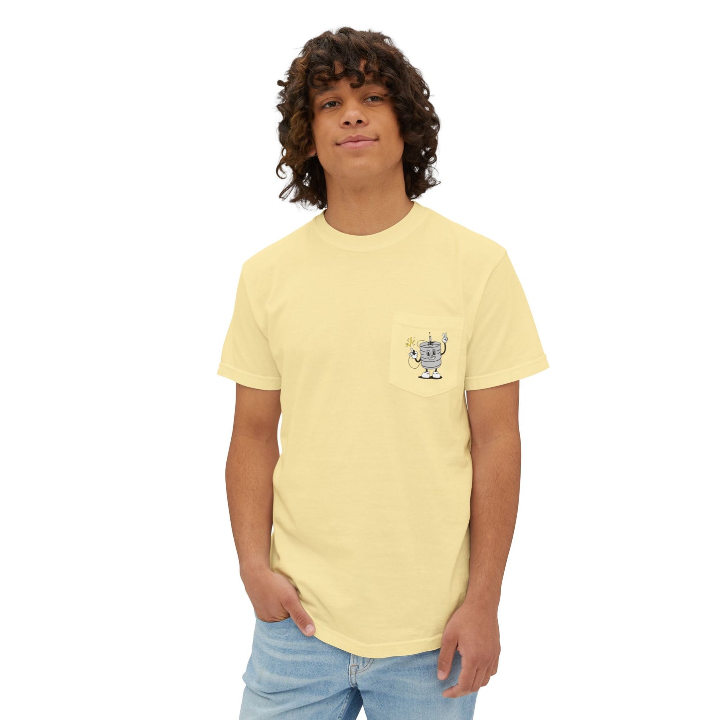 Keggie Garment-Dyed Laser Wolf Pocket T-Shirt