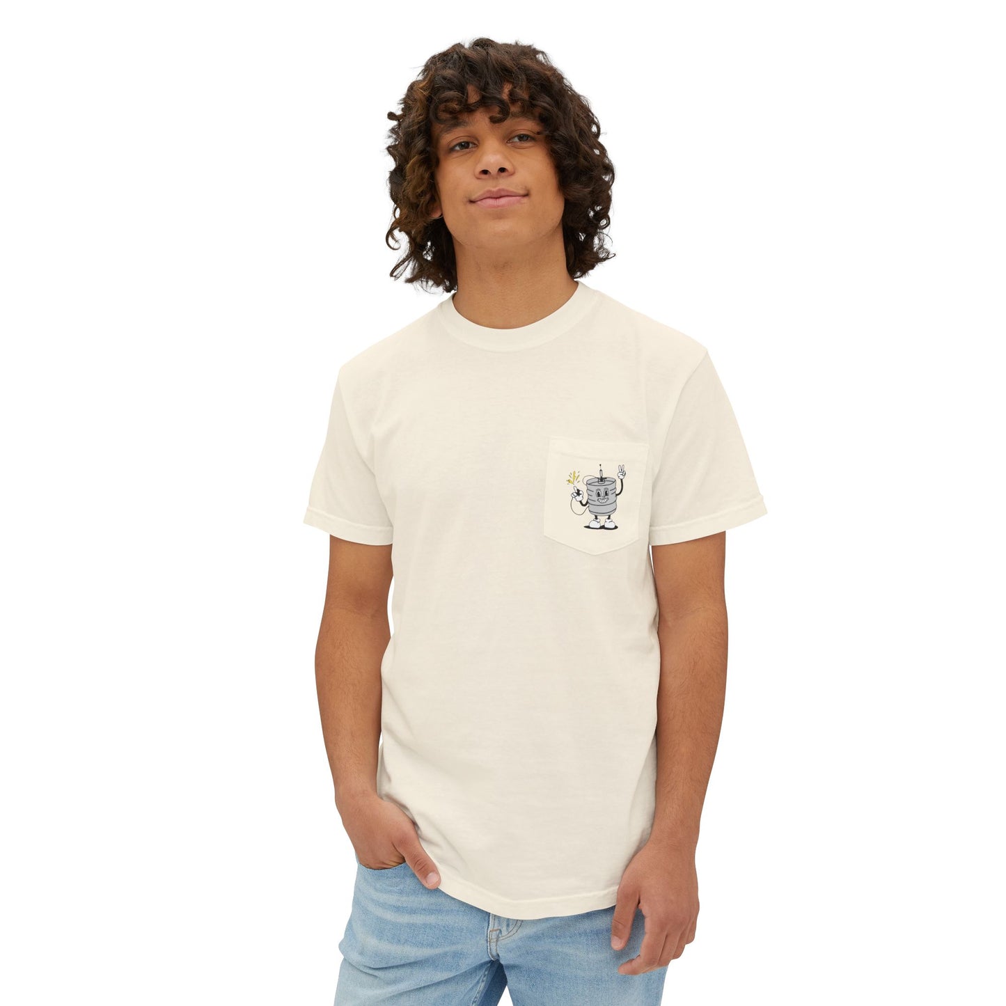 Keggie Garment-Dyed Laser Wolf Pocket T-Shirt