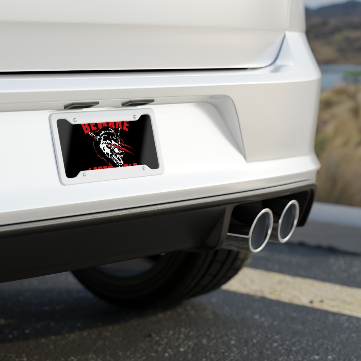 Beware Laser Wolf License Plate